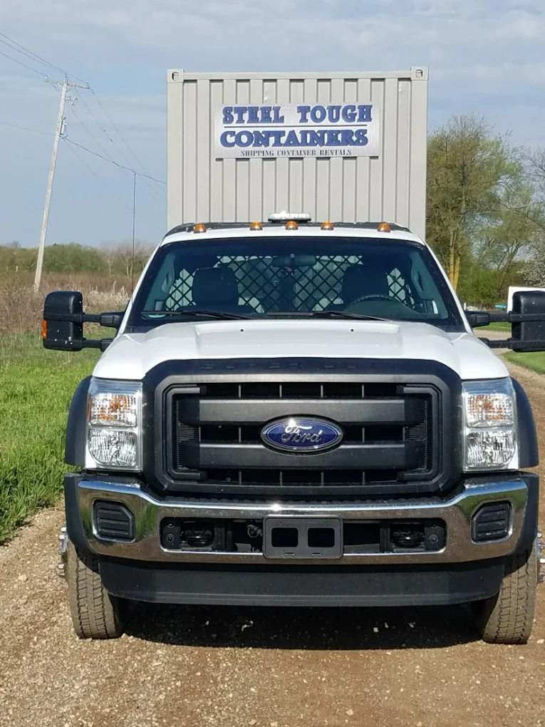 Steel Tough Containers truck with branded unit. Call (517) 331-9399.